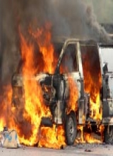 Burning van